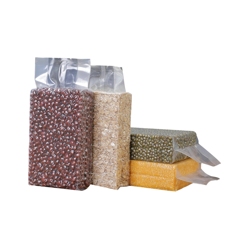 Saco transparente com vedação de tijolo de arroz a vácuo para alimentos